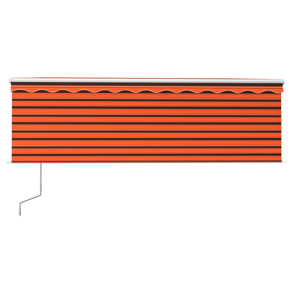 Luifel met rolgordijn, LED en windsensor 4,5x3 m oranje bruin is nu te koop bij PeponiXL, paradijselijk wonen!