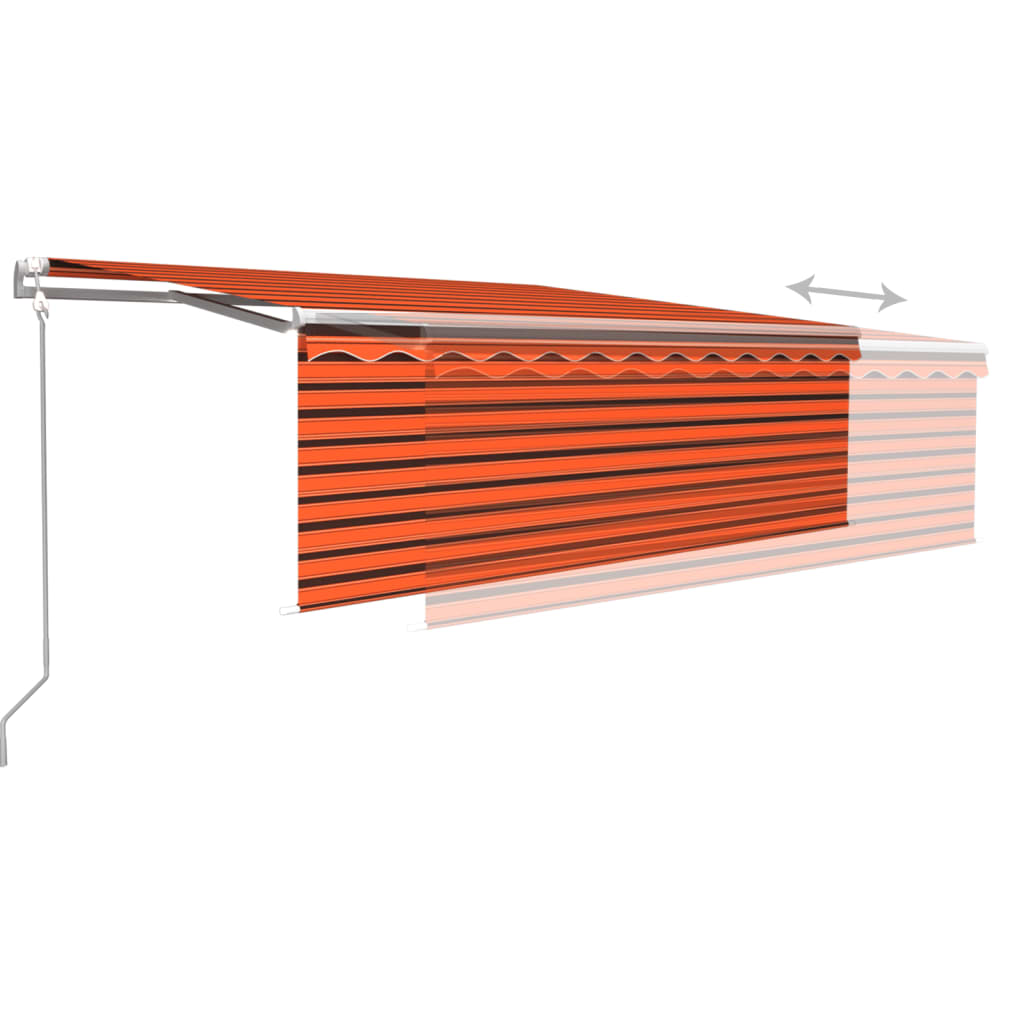 Luifel met rolgordijn, LED en windsensor 4,5x3 m oranje bruin is nu te koop bij PeponiXL, paradijselijk wonen!