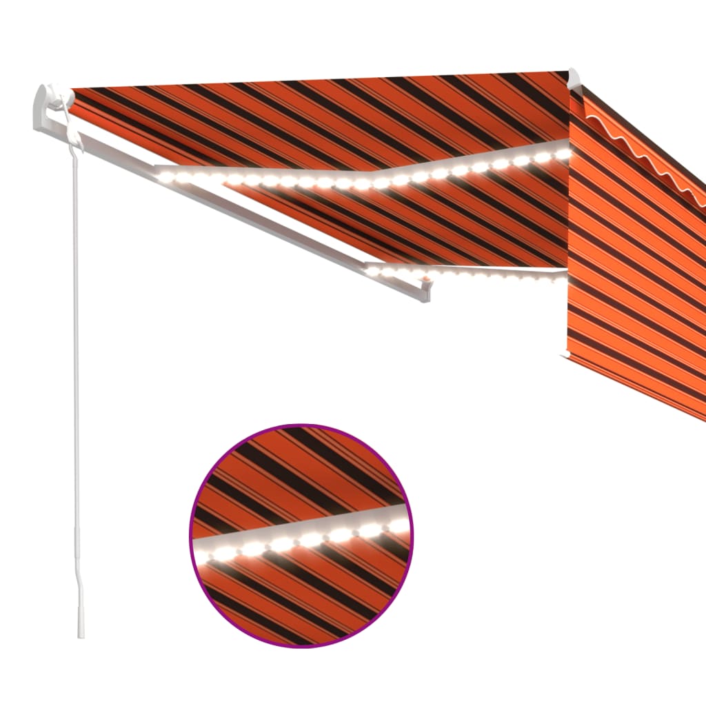 Luifel met rolgordijn, LED en windsensor 4,5x3 m oranje bruin is nu te koop bij PeponiXL, paradijselijk wonen!