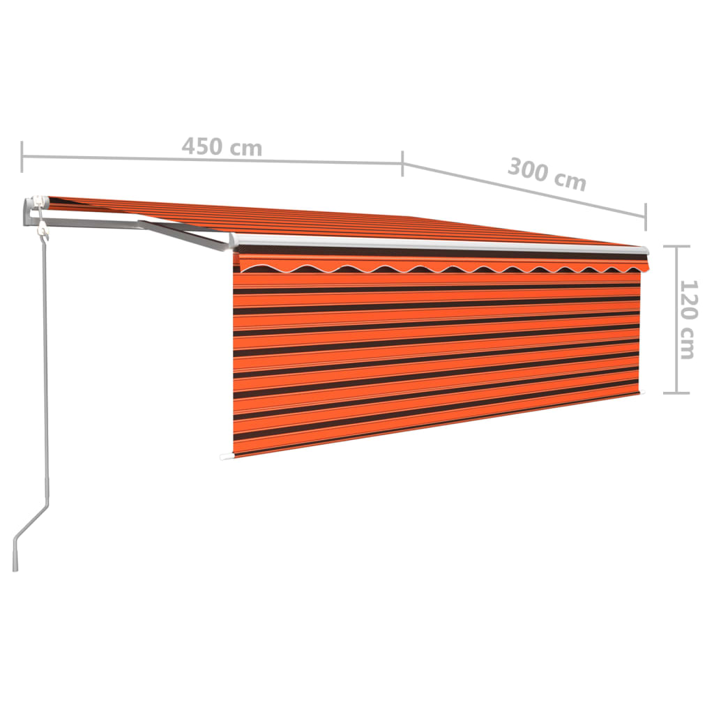 Luifel met rolgordijn, LED en windsensor 4,5x3 m oranje bruin is nu te koop bij PeponiXL, paradijselijk wonen!
