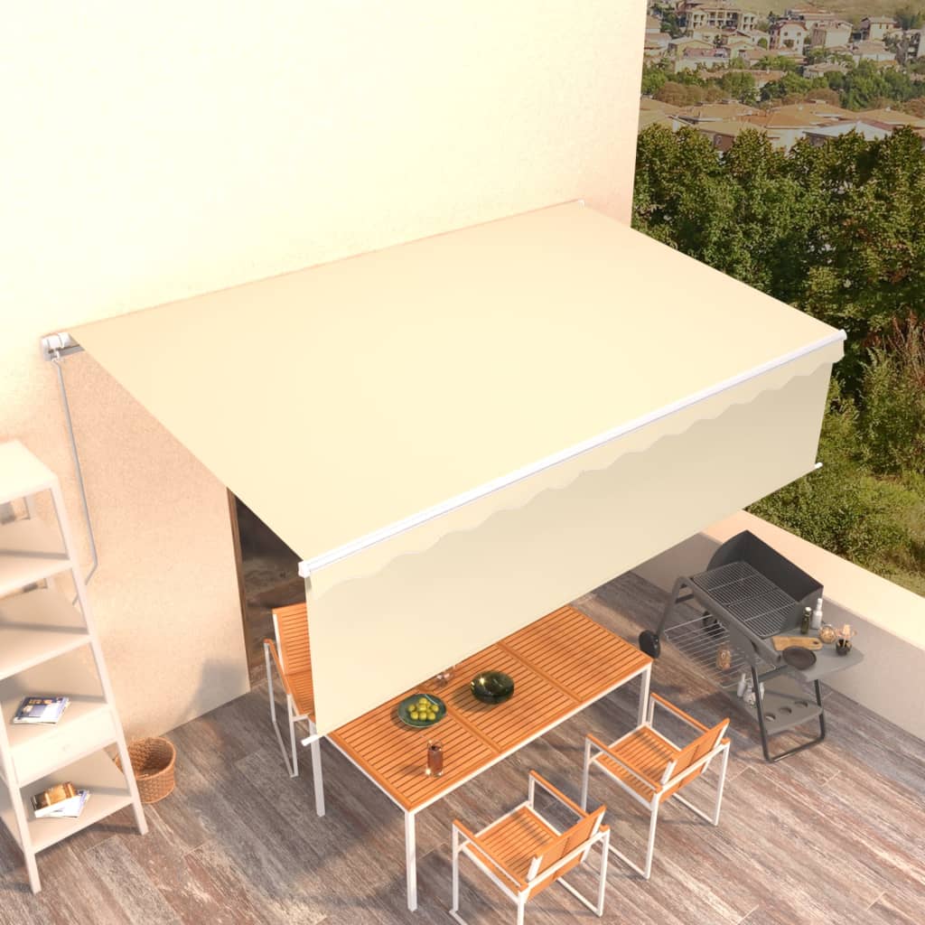 Luifel handmatig uittrekbaar met rolgordijn 5x3 m crèmekleurig is nu te koop bij PeponiXL, paradijselijk wonen!