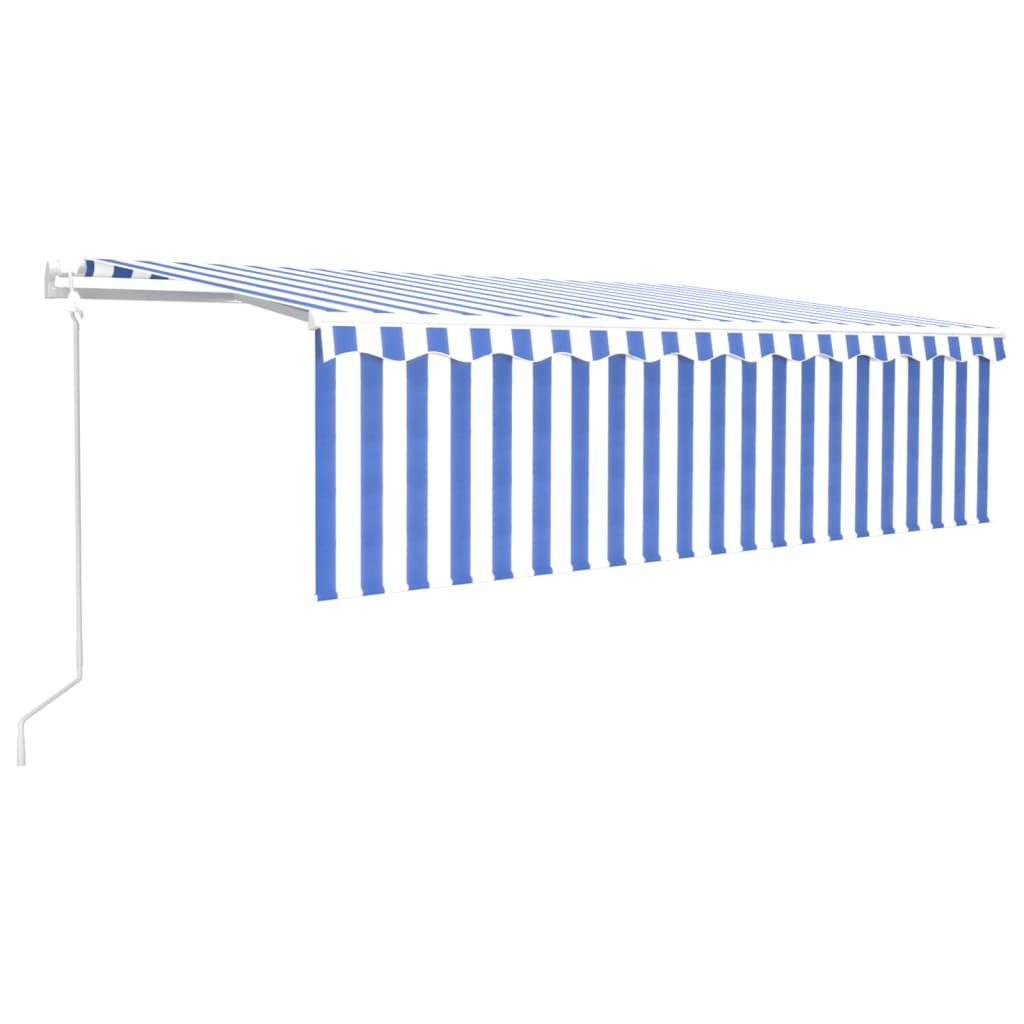 Luifel automatisch uittrekbaar met rolgordijn 5x3m blauw en wit