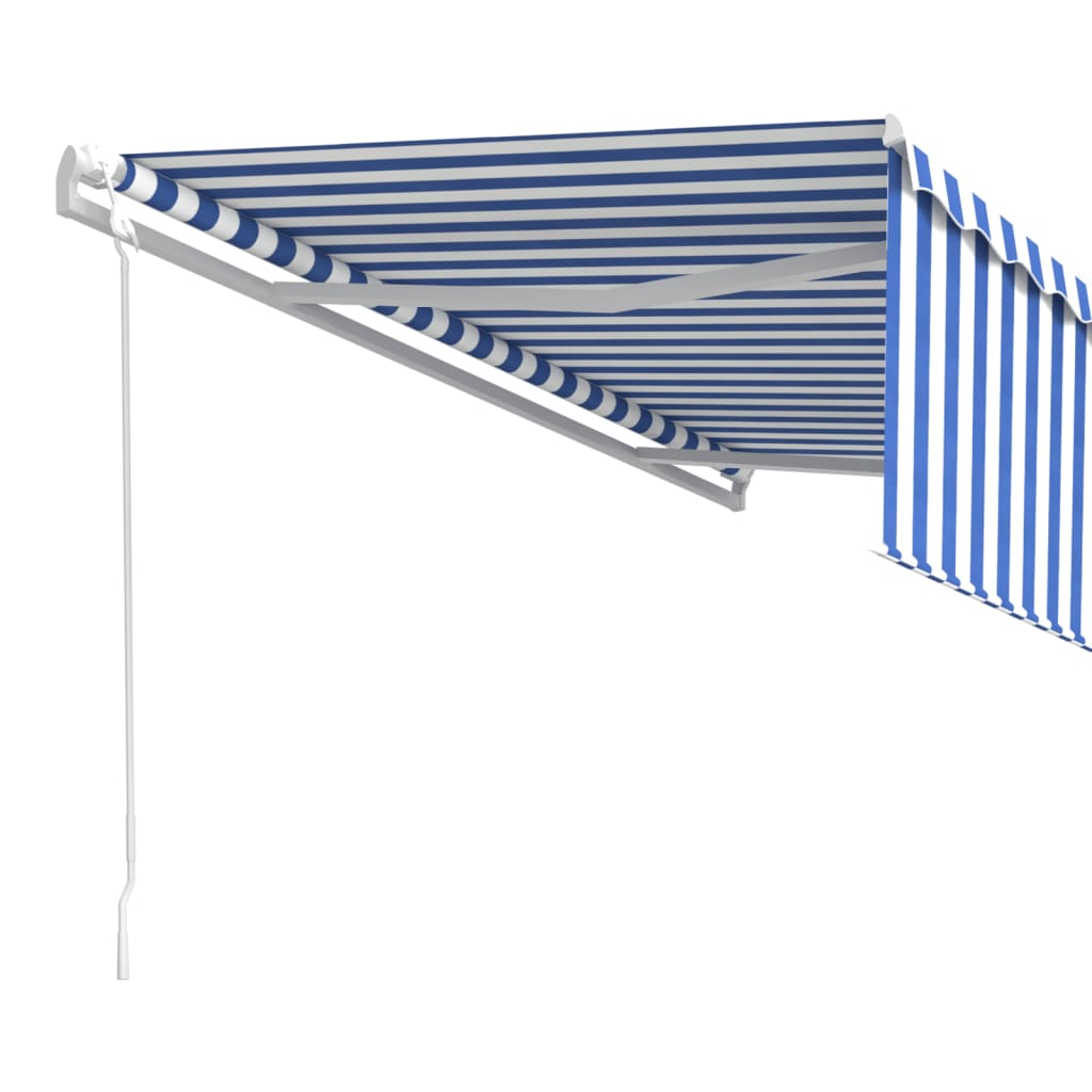 Luifel automatisch uittrekbaar met rolgordijn 5x3m blauw en wit