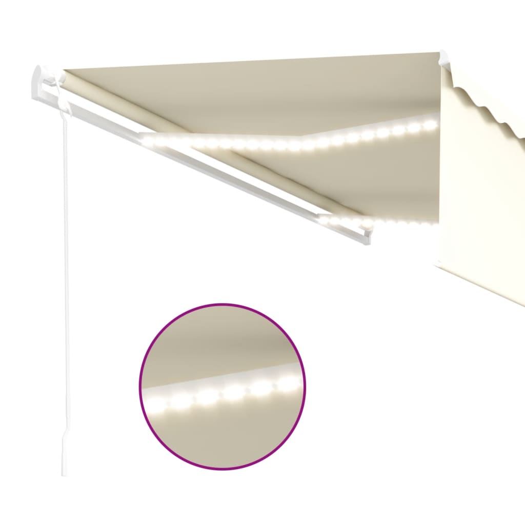Luifel automatisch met rolgordijn LED windsensor 5x3 m crème is nu te koop bij PeponiXL, paradijselijk wonen!