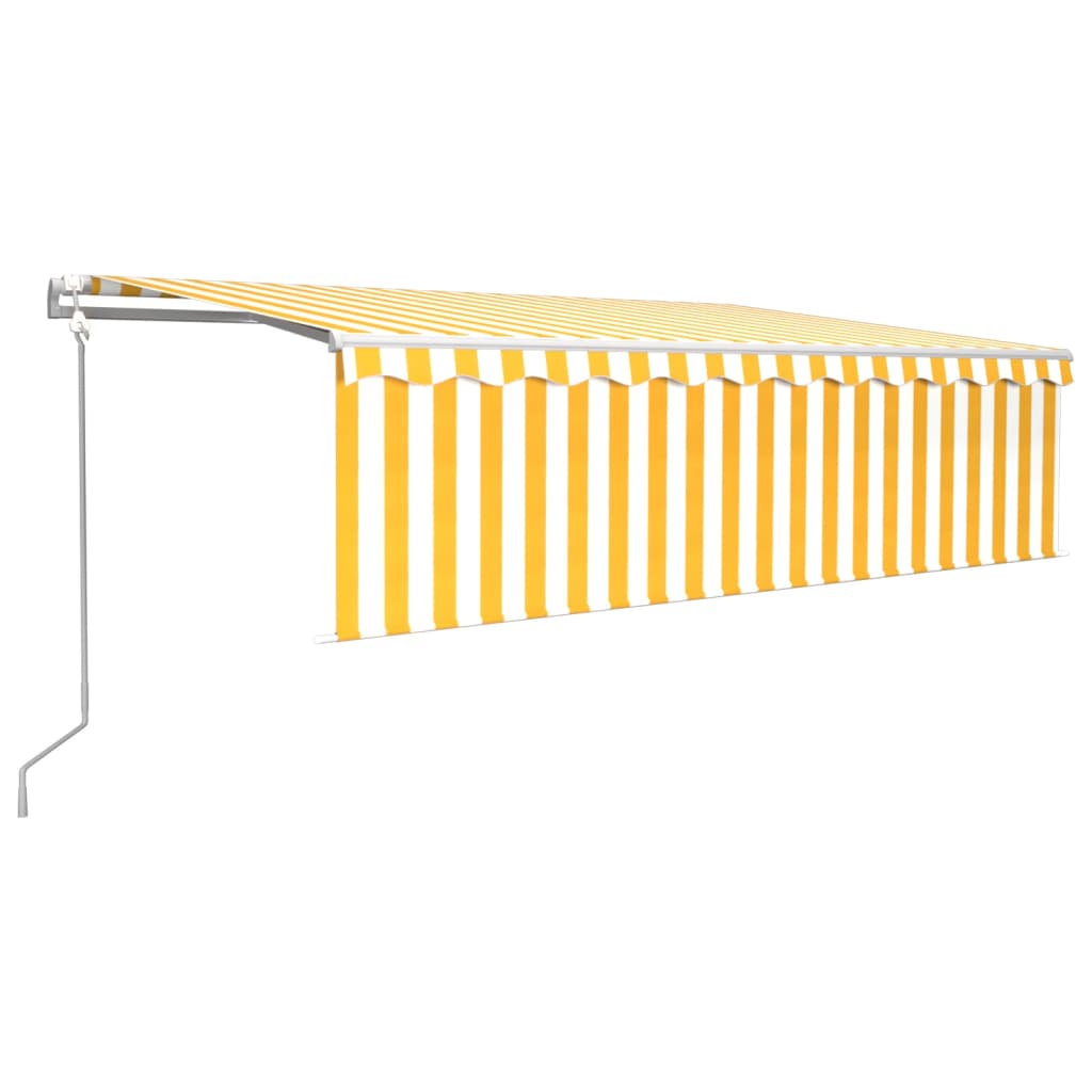 Luifel automatisch rolgordijn LED windsensor 5x3 m geel en wit is nu te koop bij PeponiXL, paradijselijk wonen!
