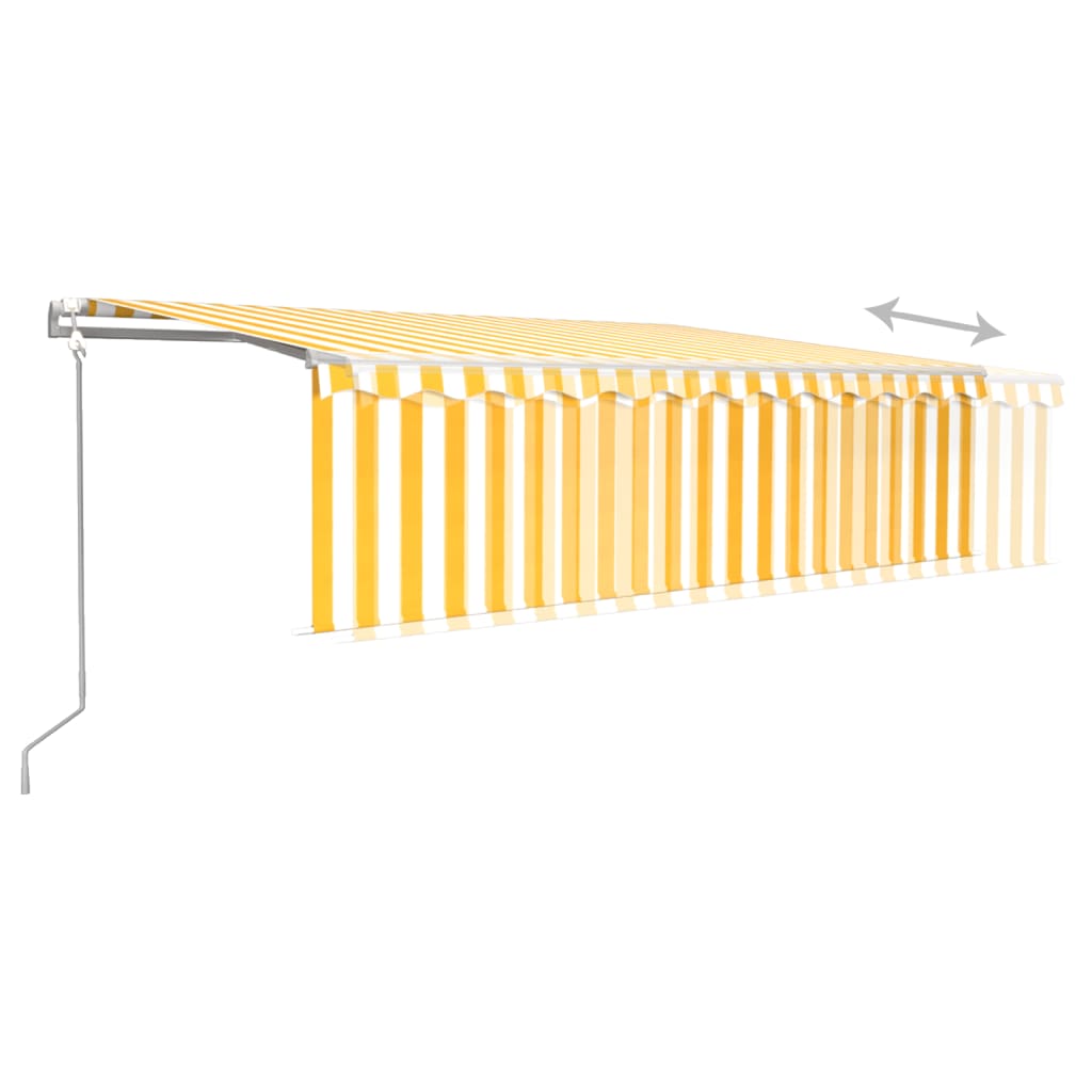 Luifel automatisch rolgordijn LED windsensor 5x3 m geel en wit is nu te koop bij PeponiXL, paradijselijk wonen!