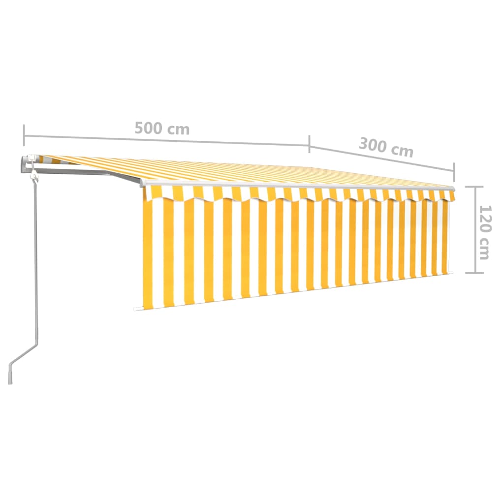 Luifel automatisch rolgordijn LED windsensor 5x3 m geel en wit is nu te koop bij PeponiXL, paradijselijk wonen!