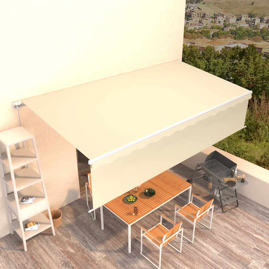 Luifel handmatig uittrekbaar met rolgordijn 6x3 m crèmekleurig is nu te koop bij PeponiXL, paradijselijk wonen!