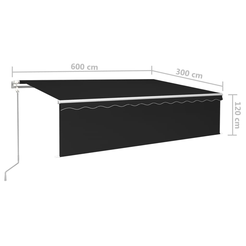 Luifel automatisch rolgordijn LED windsensor 6x3 m antraciet is nu te koop bij PeponiXL, paradijselijk wonen!