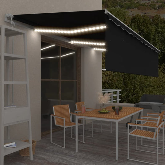 Luifel automatisch rolgordijn LED windsensor 6x3 m antraciet is nu te koop bij PeponiXL, paradijselijk wonen!