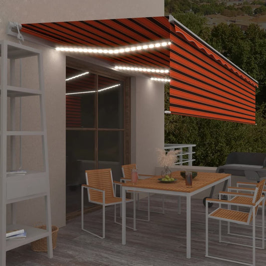 Luifel automatisch rolgordijn LED windsensor 6x3 m oranje bruin is nu te koop bij PeponiXL, paradijselijk wonen!