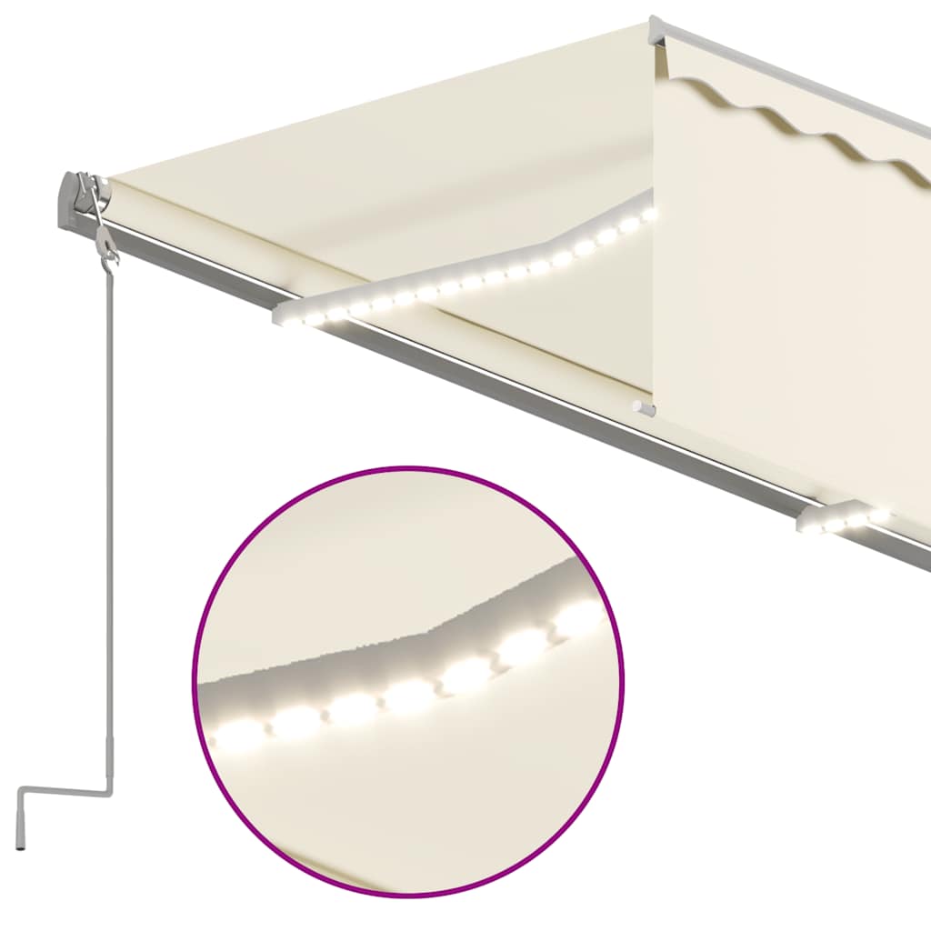 Luifel automatisch met rolgordijn LED windsensor 3x2,5 m crème is nu te koop bij PeponiXL, paradijselijk wonen!