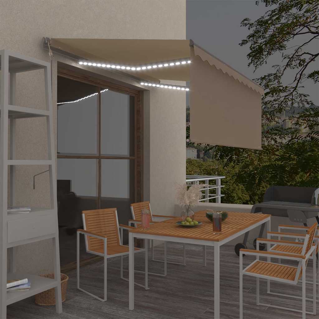Luifel automatisch met rolgordijn LED windsensor 3x2,5 m crème is nu te koop bij PeponiXL, paradijselijk wonen!
