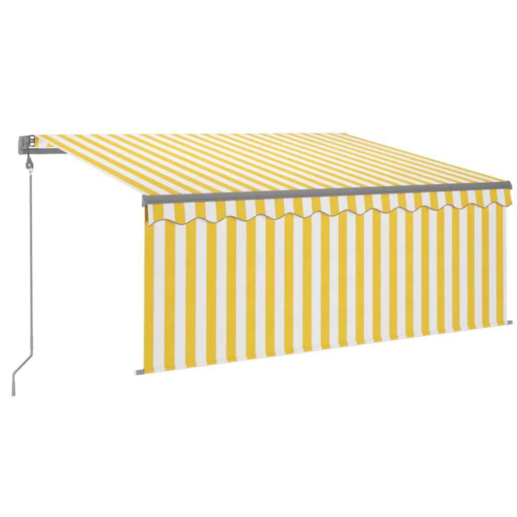 Luifel automatisch met gordijn LED windsensor 3x2,5 m geel wit is nu te koop bij PeponiXL, paradijselijk wonen!