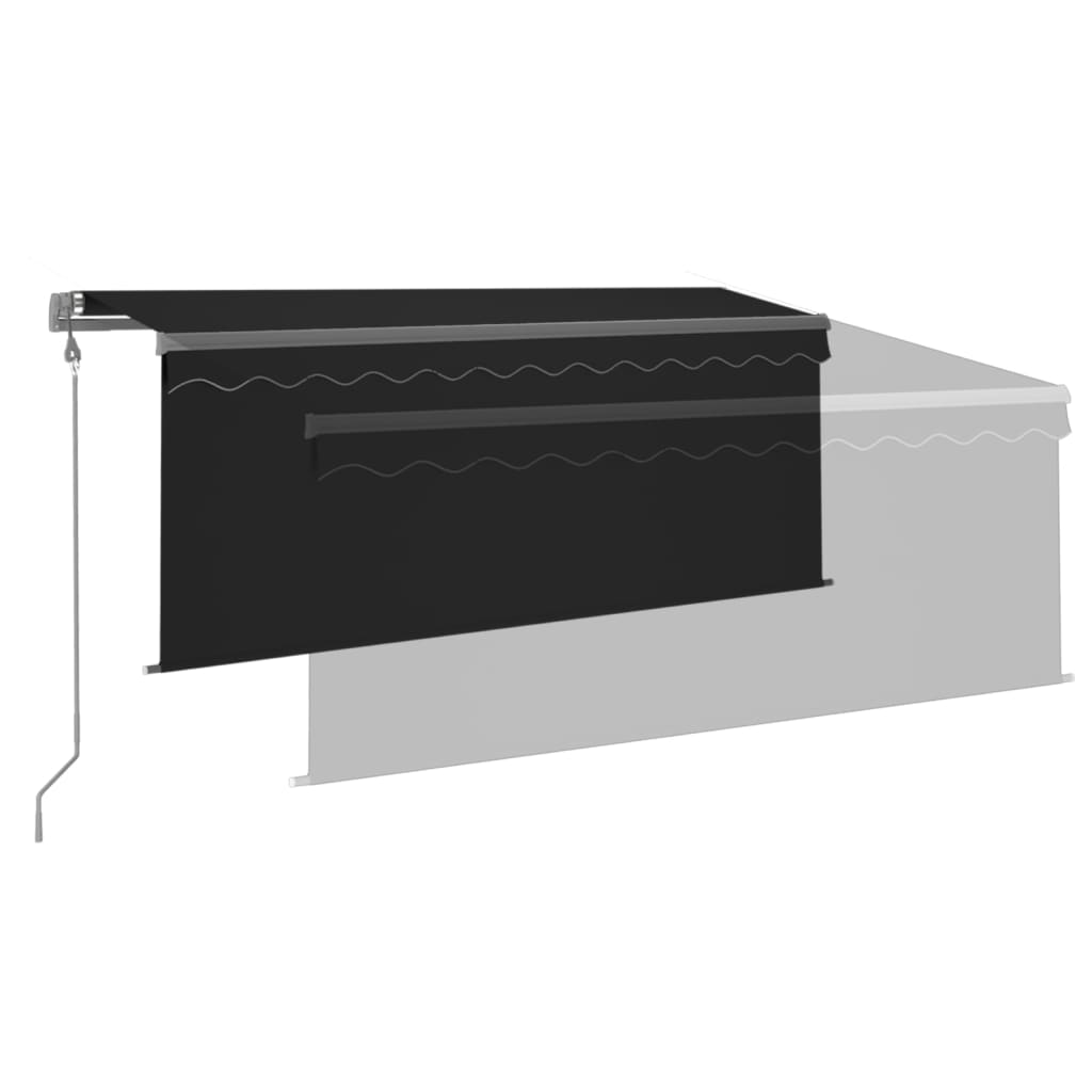 Luifel automatisch met gordijn LED windsensor 3x2,5 m antraciet is nu te koop bij PeponiXL, paradijselijk wonen!