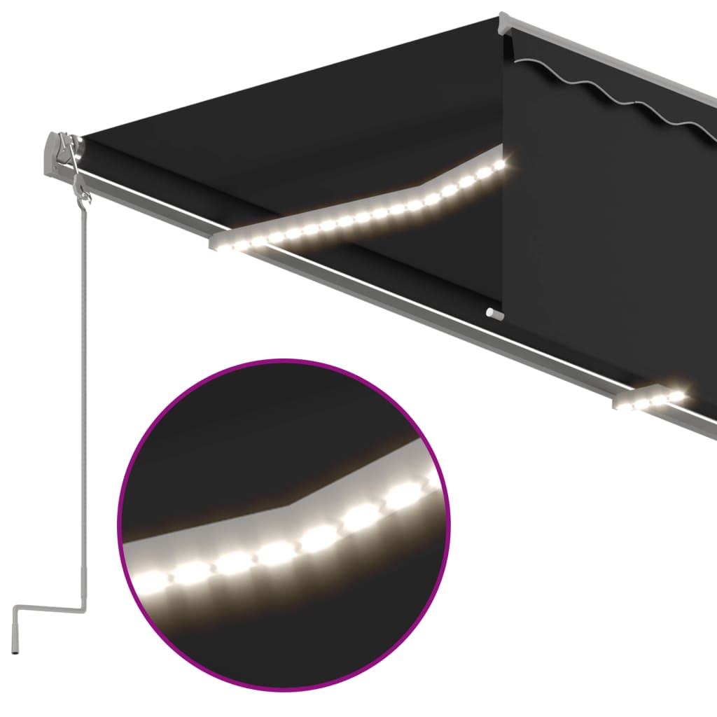 Luifel automatisch met gordijn LED windsensor 3x2,5 m antraciet is nu te koop bij PeponiXL, paradijselijk wonen!