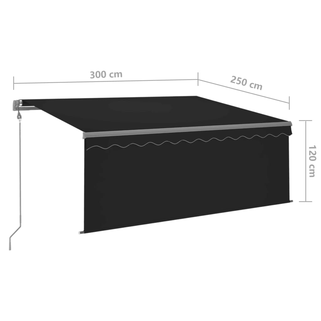 Luifel automatisch met gordijn LED windsensor 3x2,5 m antraciet is nu te koop bij PeponiXL, paradijselijk wonen!
