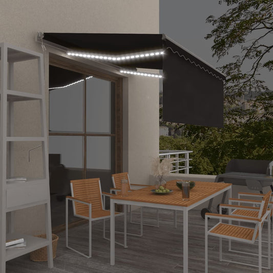 Luifel automatisch met gordijn LED windsensor 3x2,5 m antraciet is nu te koop bij PeponiXL, paradijselijk wonen!