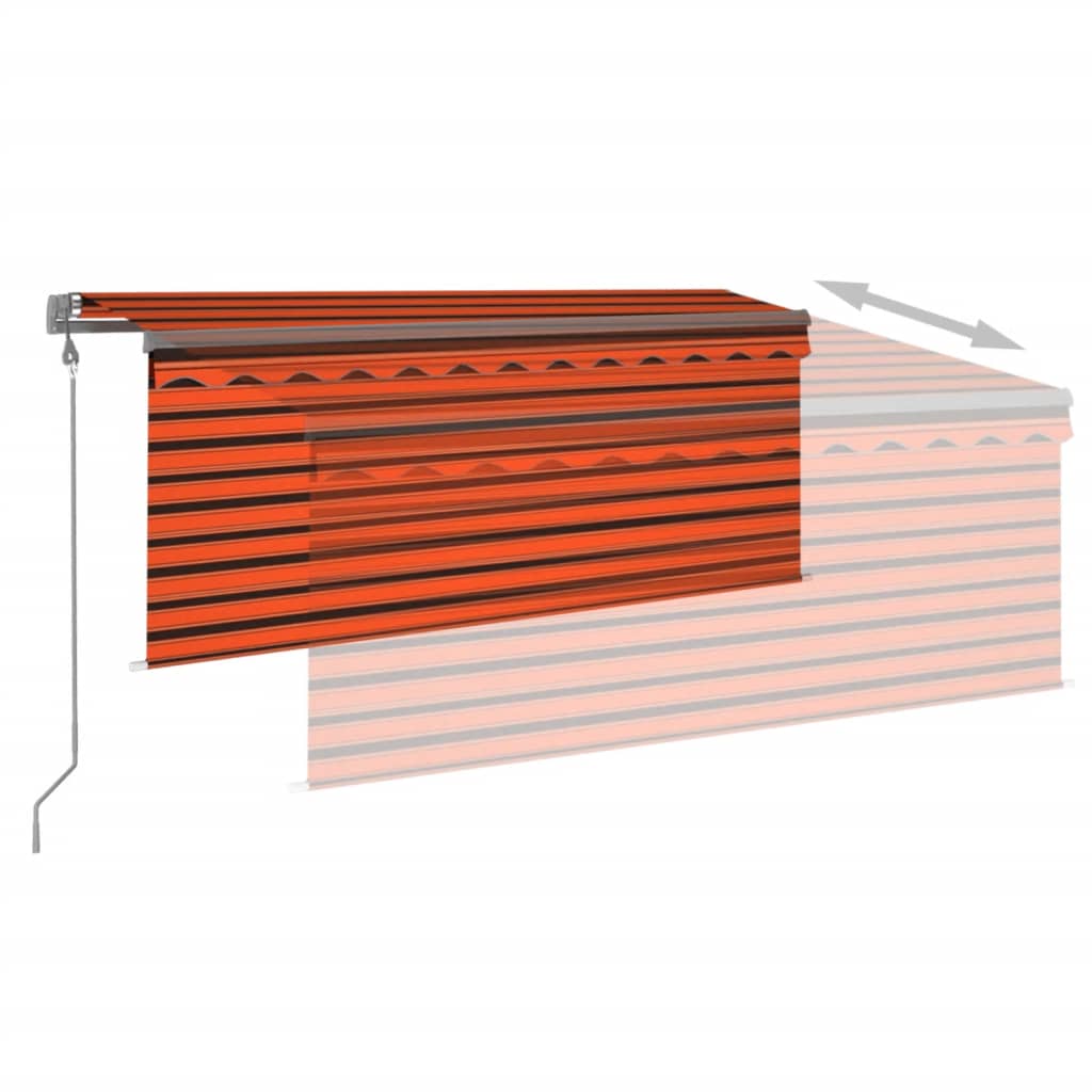 Luifel met rolgordijn, LED en windsensor 3x2,5 m oranje bruin is nu te koop bij PeponiXL, paradijselijk wonen!