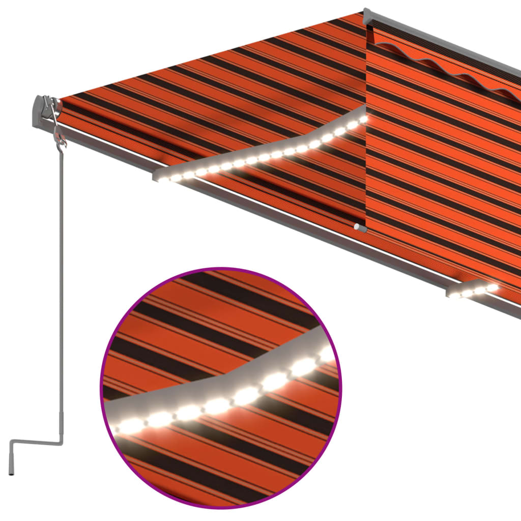 Luifel met rolgordijn, LED en windsensor 3x2,5 m oranje bruin is nu te koop bij PeponiXL, paradijselijk wonen!