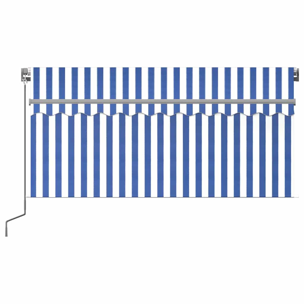 Luifel handmatig uittrekbaar met rolgordijn 3,5x2,5 m blauw wit is nu te koop bij PeponiXL, paradijselijk wonen!