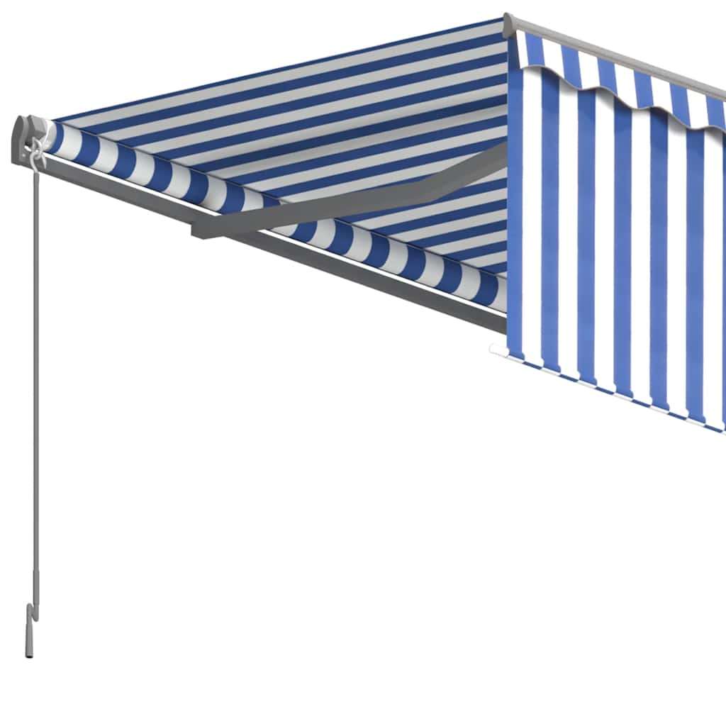 Luifel handmatig uittrekbaar met rolgordijn 3,5x2,5 m blauw wit is nu te koop bij PeponiXL, paradijselijk wonen!