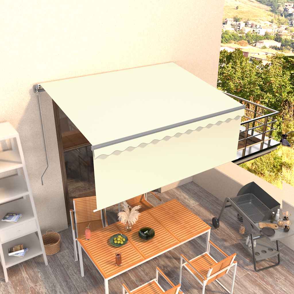 Luifel handmatig uittrekbaar rolgordijn 3,5x2,5 m crèmekleurig is nu te koop bij PeponiXL, paradijselijk wonen!