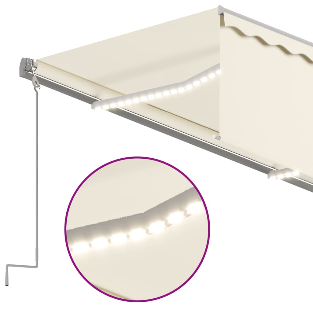 Luifel automatisch rolgordijn LED windsensor 3,5x2,5 m crème is nu te koop bij PeponiXL, paradijselijk wonen!