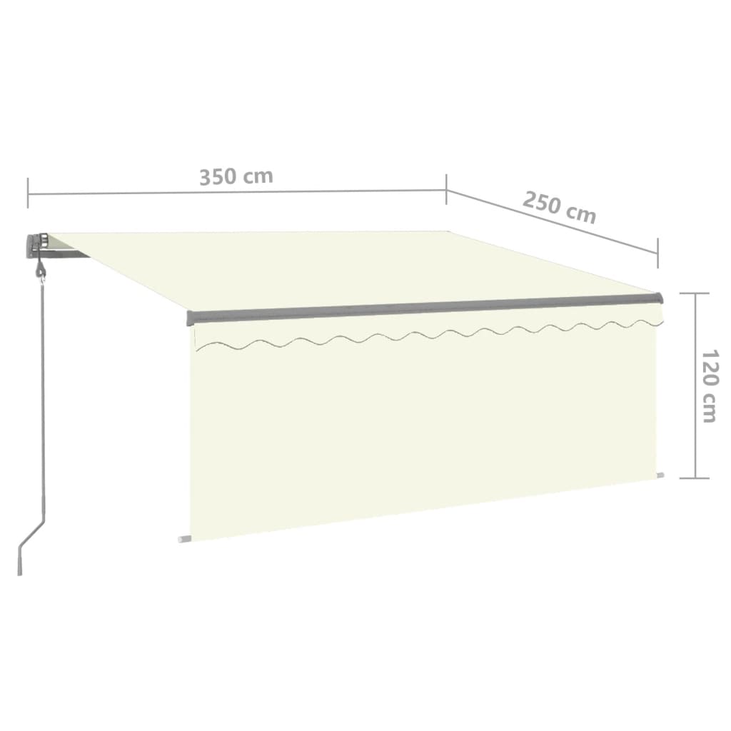 Luifel automatisch rolgordijn LED windsensor 3,5x2,5 m crème is nu te koop bij PeponiXL, paradijselijk wonen!