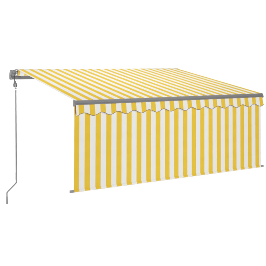 Luifel automatisch rolgordijn LED windsensor 3,5x2,5 m geel wit is nu te koop bij PeponiXL, paradijselijk wonen!