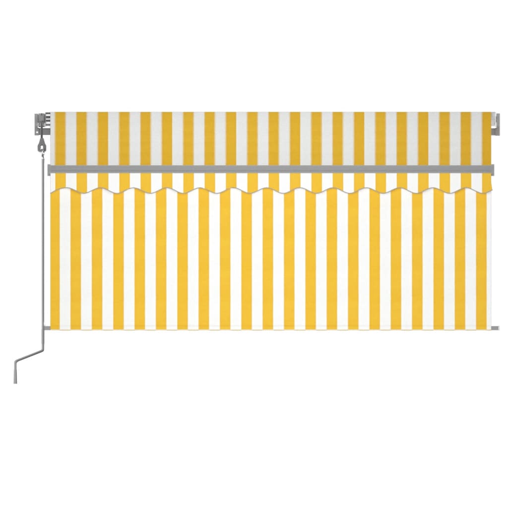 Luifel automatisch rolgordijn LED windsensor 3,5x2,5 m geel wit is nu te koop bij PeponiXL, paradijselijk wonen!