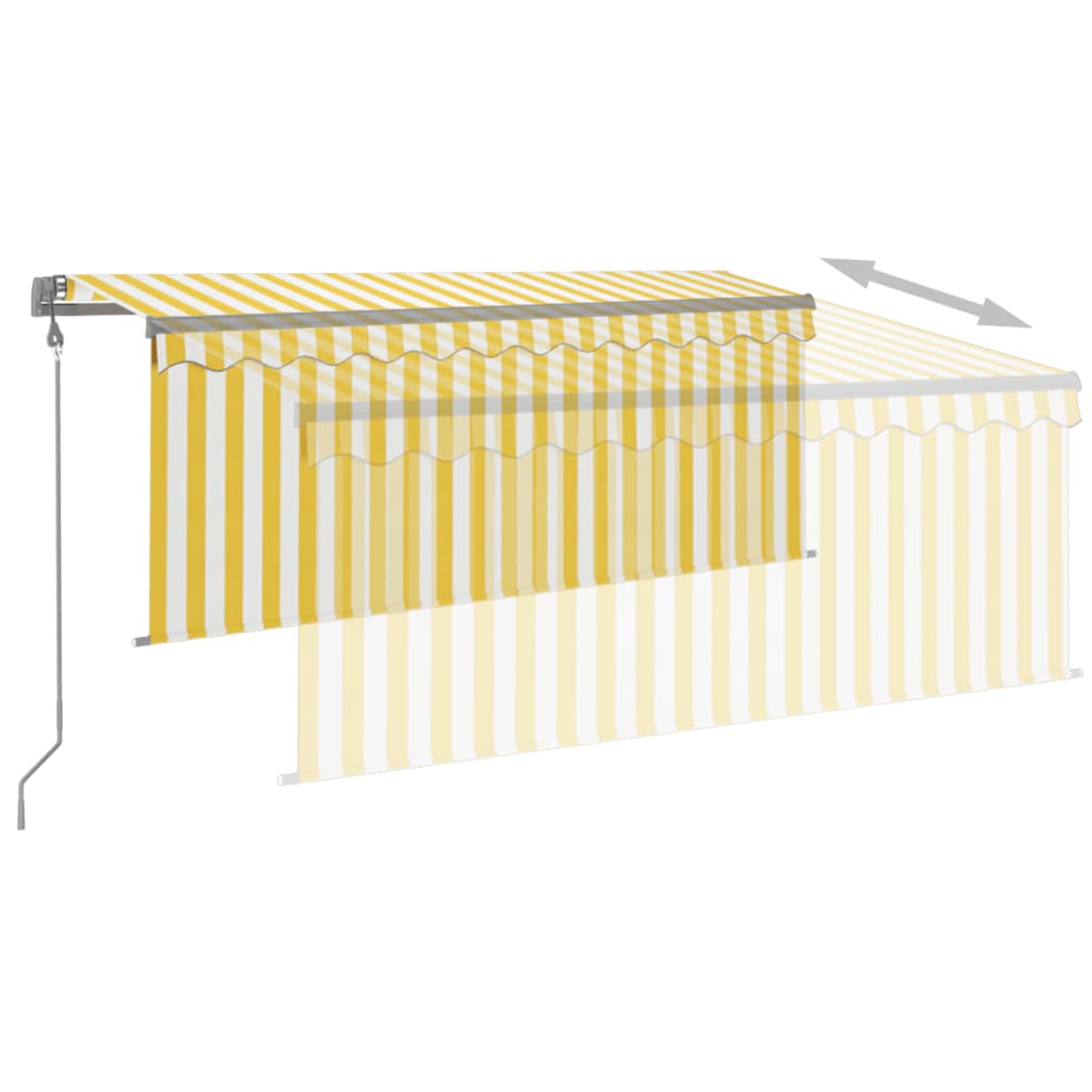 Luifel automatisch rolgordijn LED windsensor 3,5x2,5 m geel wit is nu te koop bij PeponiXL, paradijselijk wonen!