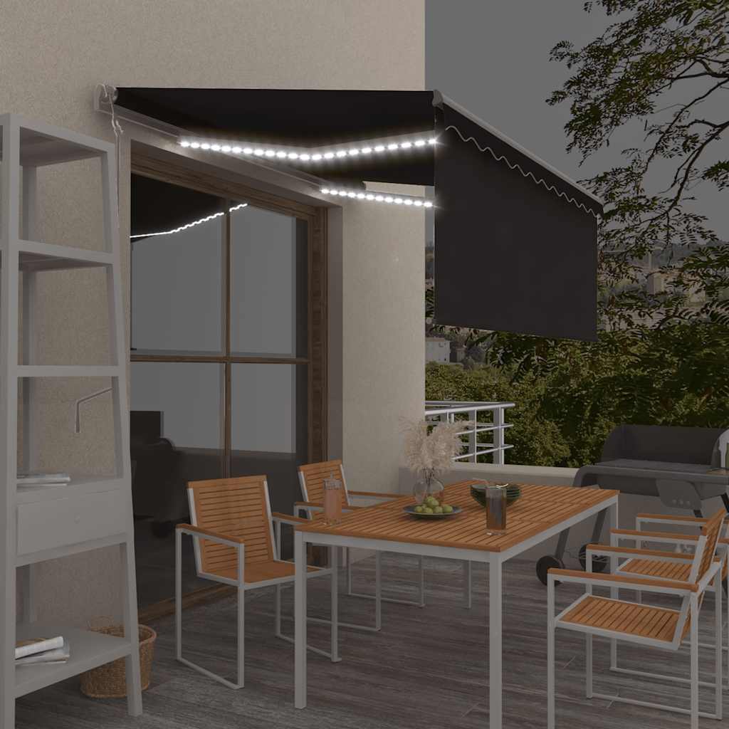 Luifel met rolgordijn, LED en windsensor 3,5x2,5 m antraciet is nu te koop bij PeponiXL, paradijselijk wonen!