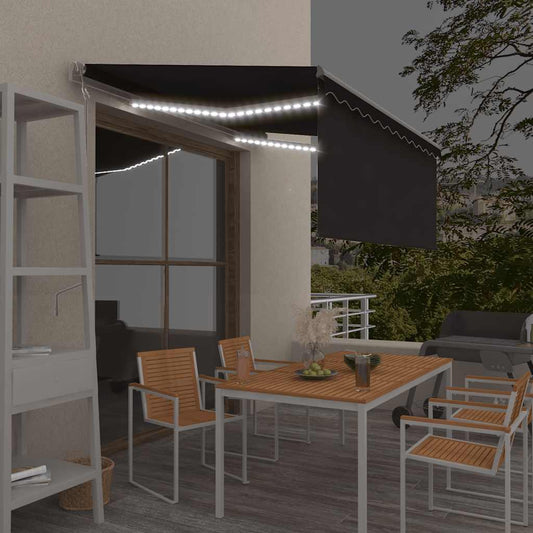 Luifel met rolgordijn, LED en windsensor 3,5x2,5 m antraciet is nu te koop bij PeponiXL, paradijselijk wonen!