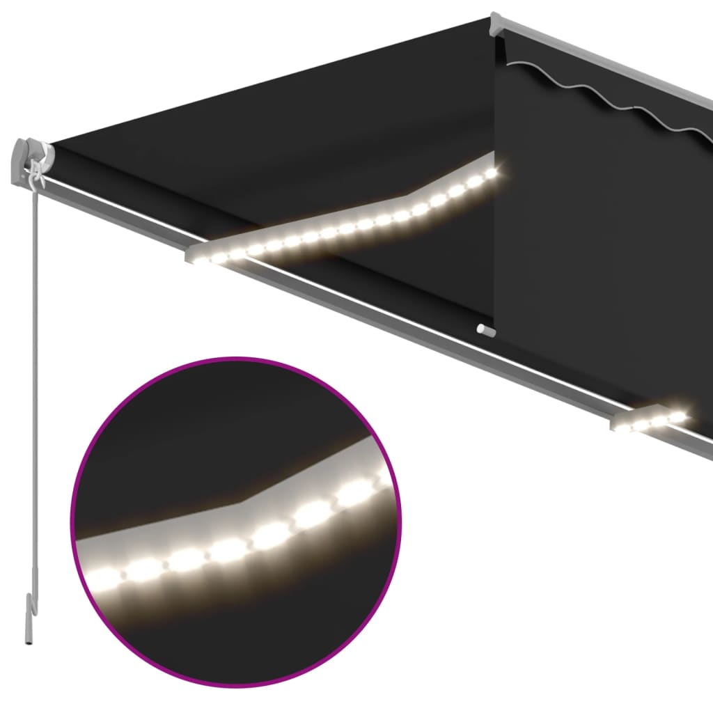 Luifel handmatig uittrekbaar met rolgordijn LED 4x3 m antraciet is nu te koop bij PeponiXL, paradijselijk wonen!