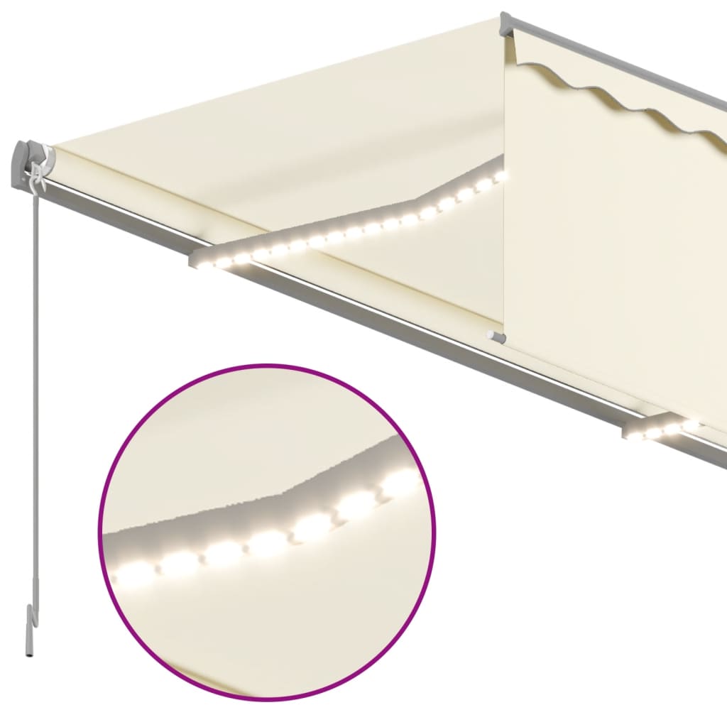 Luifel automatisch met rolgordijn LED windsensor 4x3 m crème is nu te koop bij PeponiXL, paradijselijk wonen!