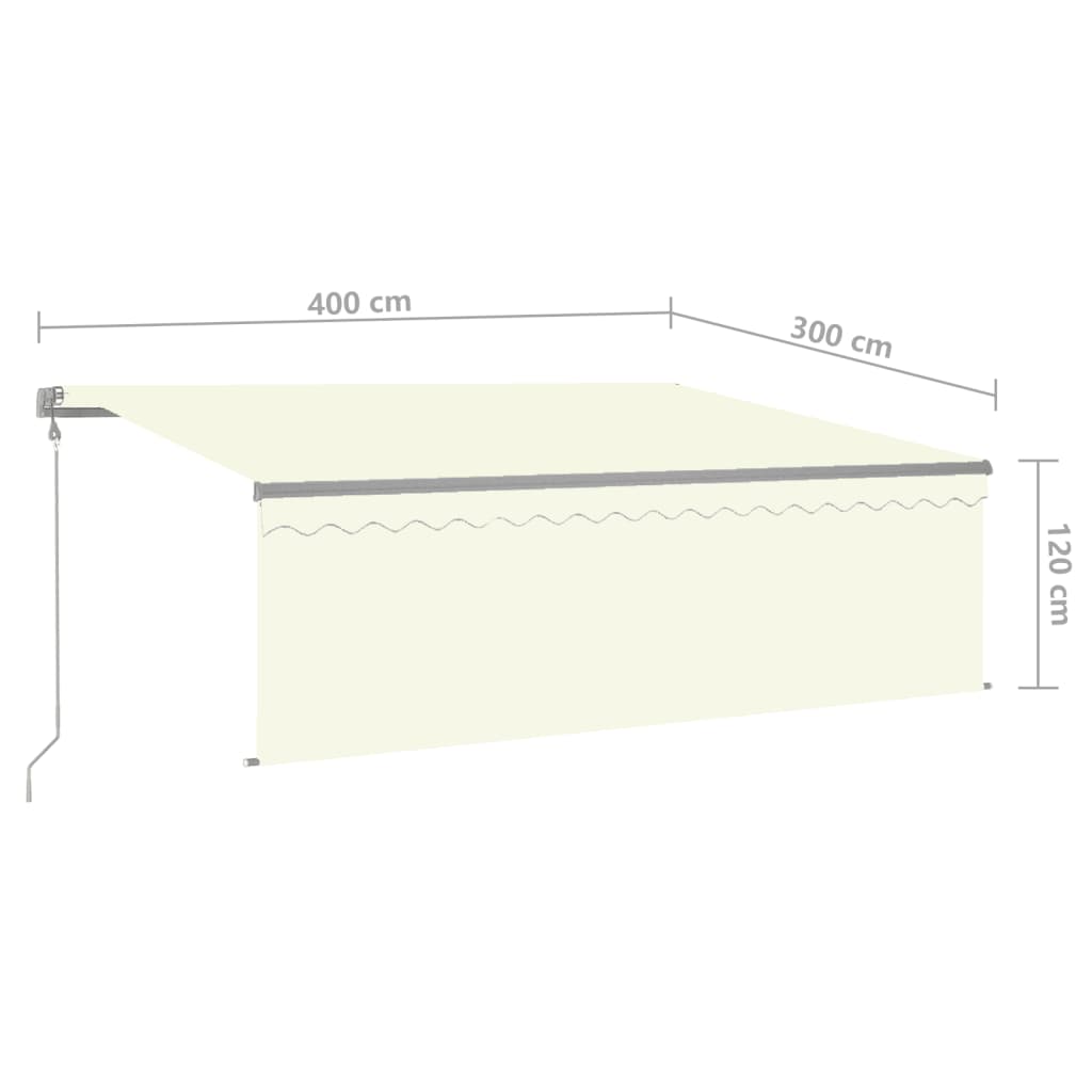 Luifel automatisch met rolgordijn LED windsensor 4x3 m crème is nu te koop bij PeponiXL, paradijselijk wonen!