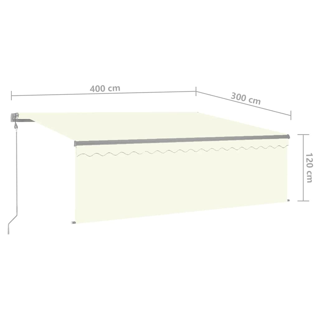 Luifel automatisch met rolgordijn LED windsensor 4x3 m crème is nu te koop bij PeponiXL, paradijselijk wonen!