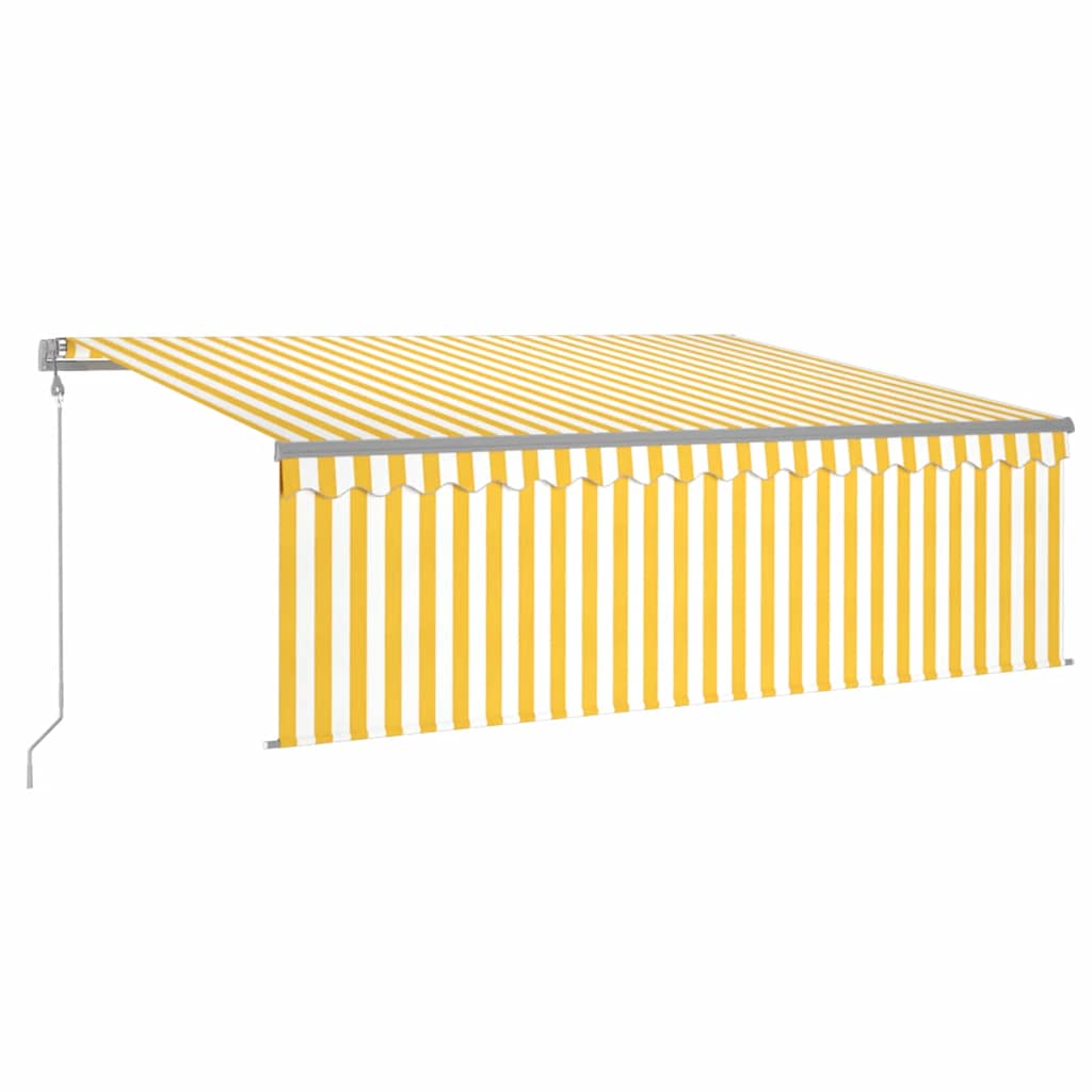 Luifel automatisch rolgordijn LED windsensor 4x3 m geel en wit is nu te koop bij PeponiXL, paradijselijk wonen!