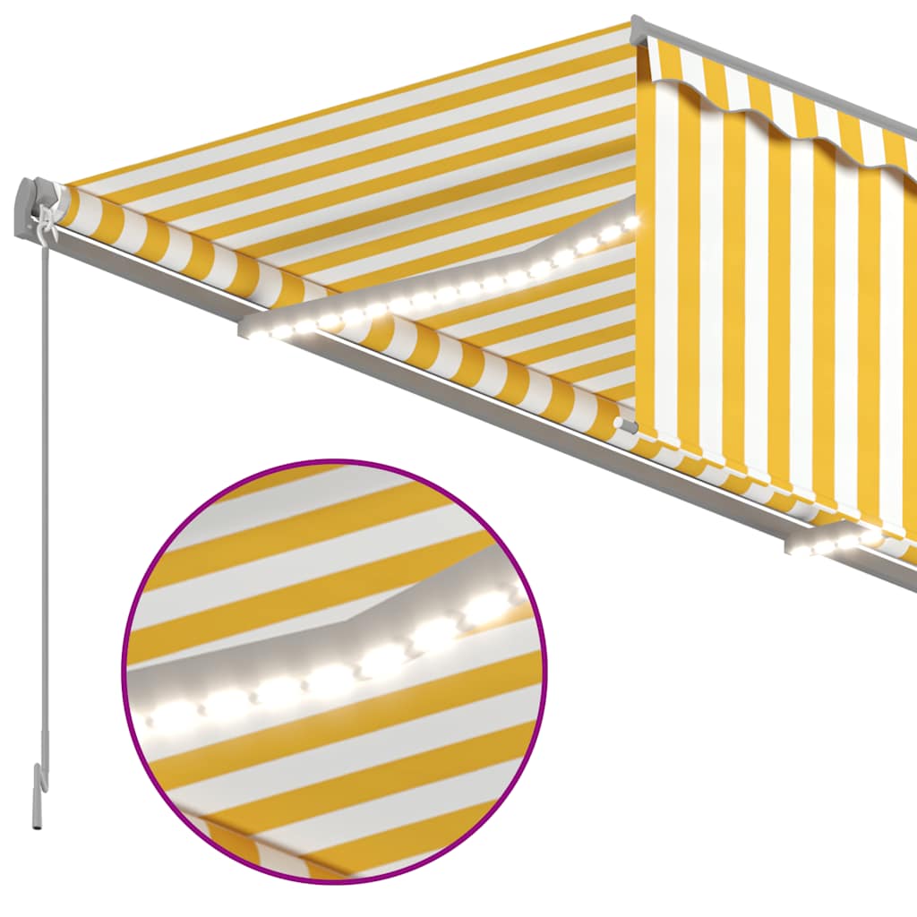 Luifel automatisch rolgordijn LED windsensor 4x3 m geel en wit is nu te koop bij PeponiXL, paradijselijk wonen!