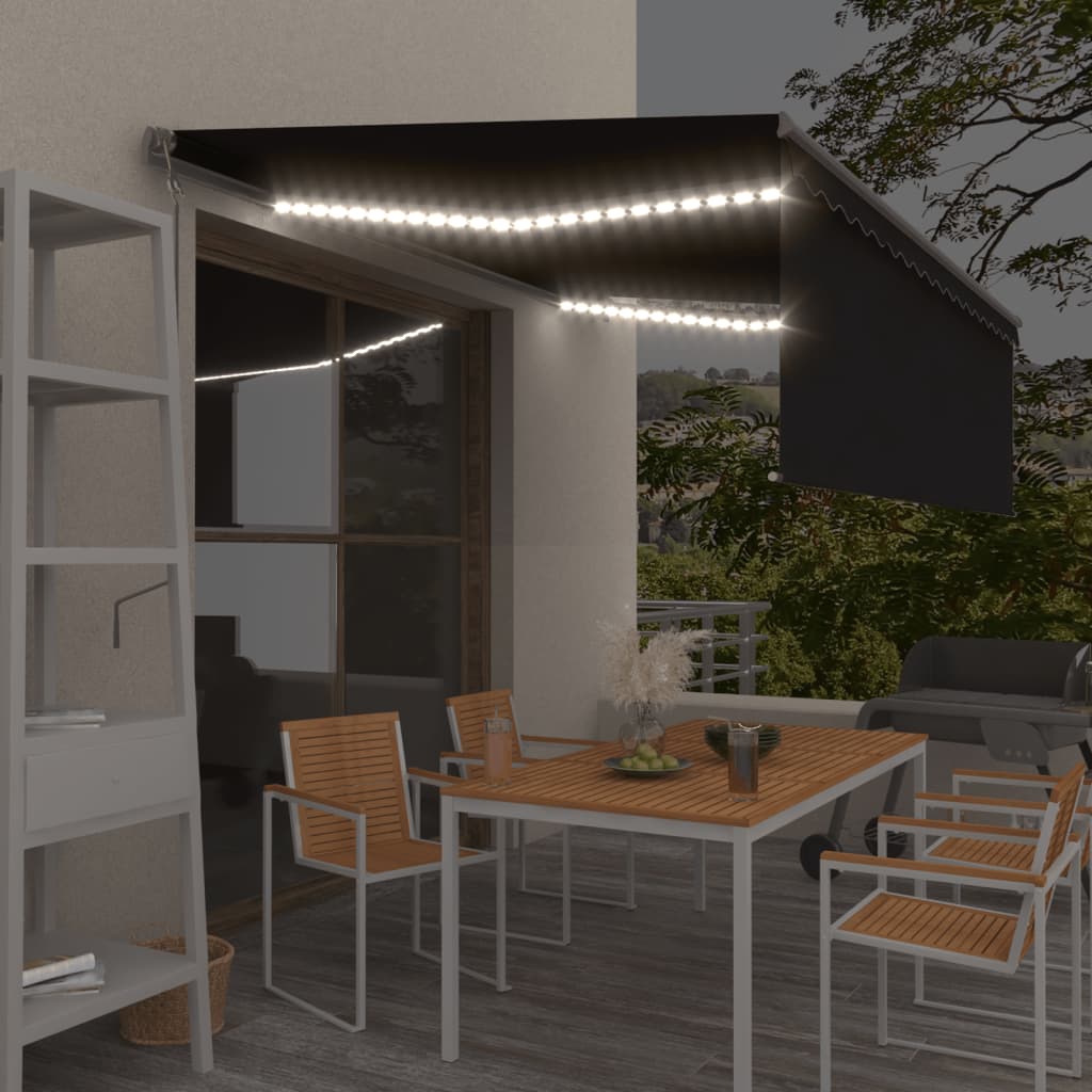 Luifel met rolgordijn, LED en windsensor 4x3 m antracietkleurig is nu te koop bij PeponiXL, paradijselijk wonen!
