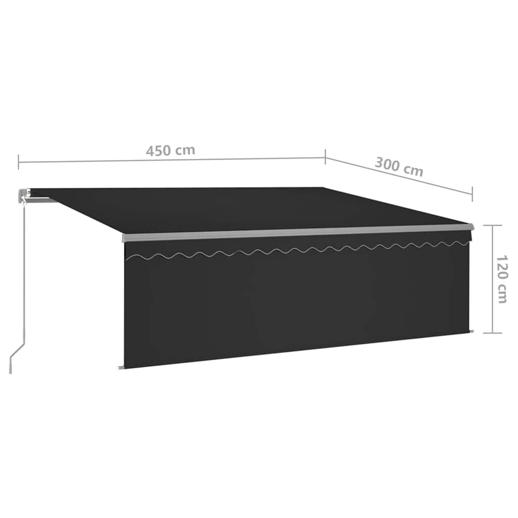 Luifel handmatig uittrekbaar met rolgordijn 4,5x3 m antraciet is nu te koop bij PeponiXL, paradijselijk wonen!