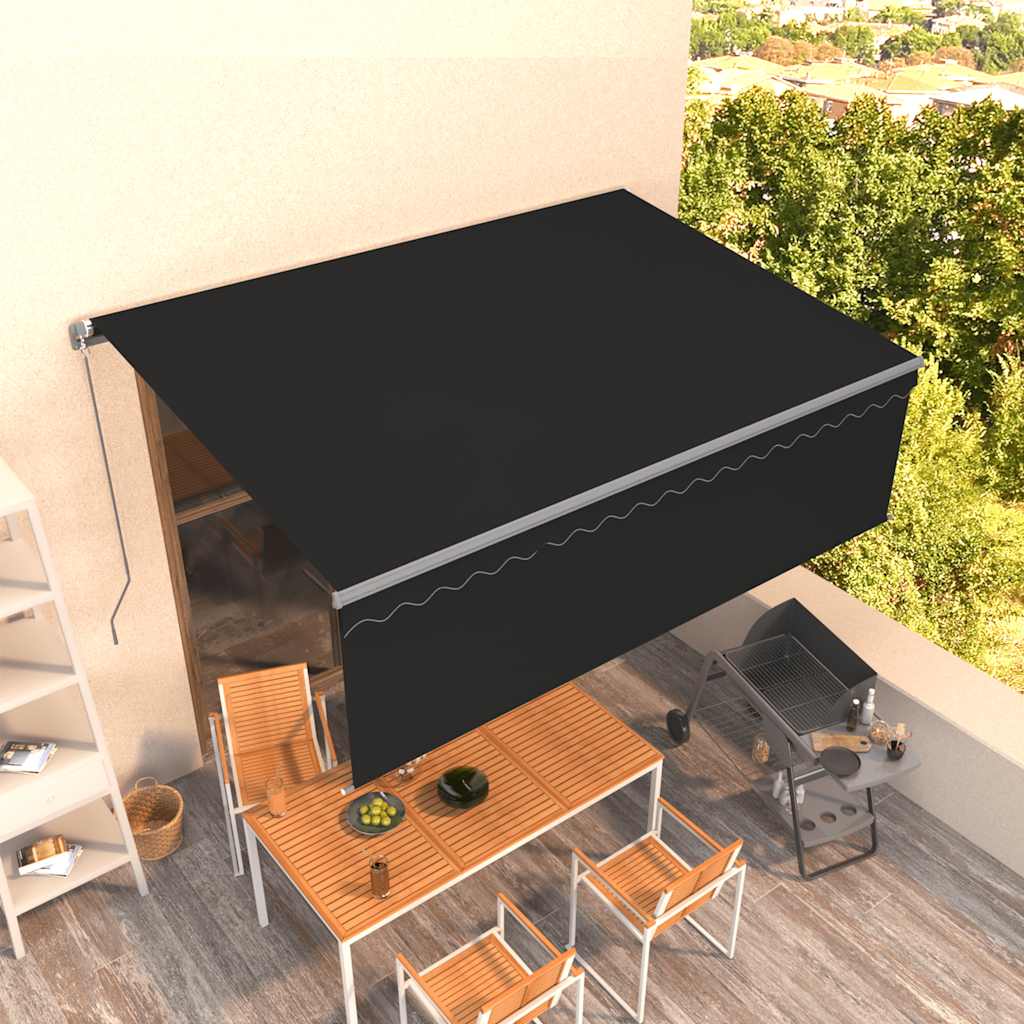 Luifel handmatig uittrekbaar met rolgordijn 4,5x3 m antraciet is nu te koop bij PeponiXL, paradijselijk wonen!