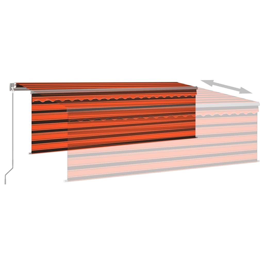 Luifel handmatig uittrekbaar met rolgordijn 4,5x3m oranje bruin is nu te koop bij PeponiXL, paradijselijk wonen!