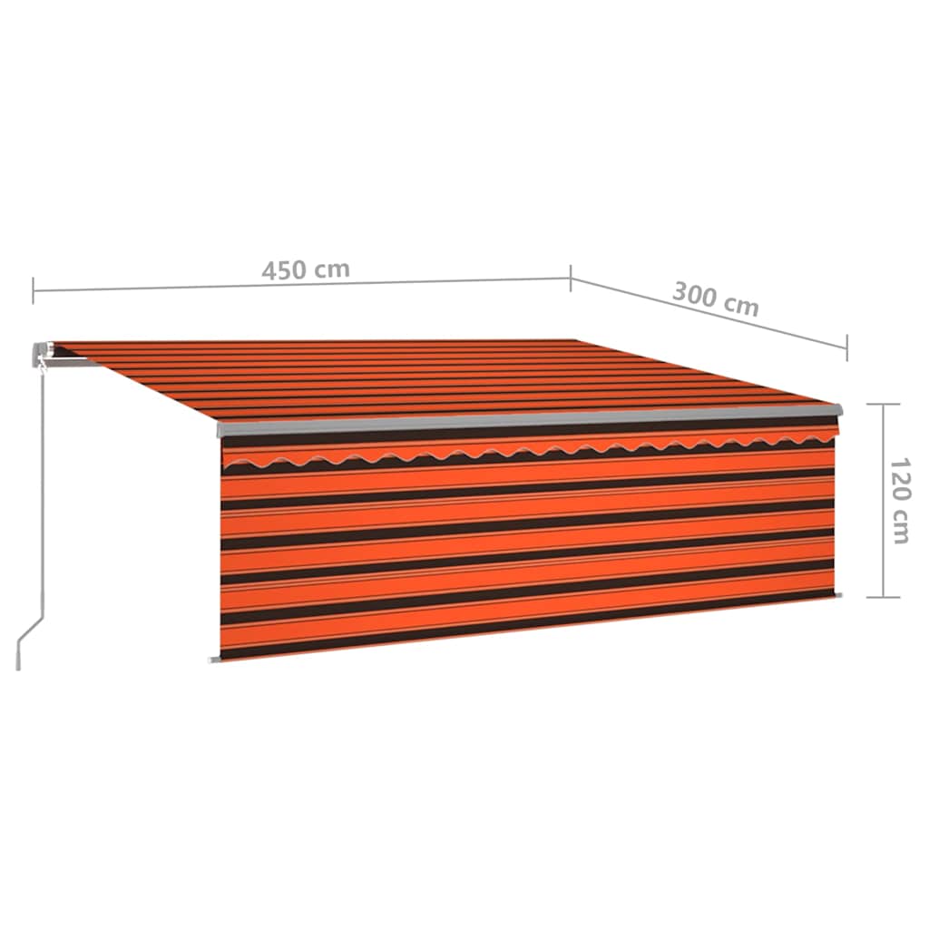 Luifel handmatig uittrekbaar met rolgordijn 4,5x3m oranje bruin is nu te koop bij PeponiXL, paradijselijk wonen!
