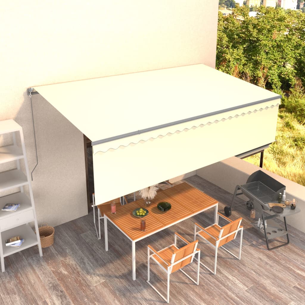 Luifel handmatig uittrekbaar met rolgordijn 5x3 m crèmekleurig is nu te koop bij PeponiXL, paradijselijk wonen!