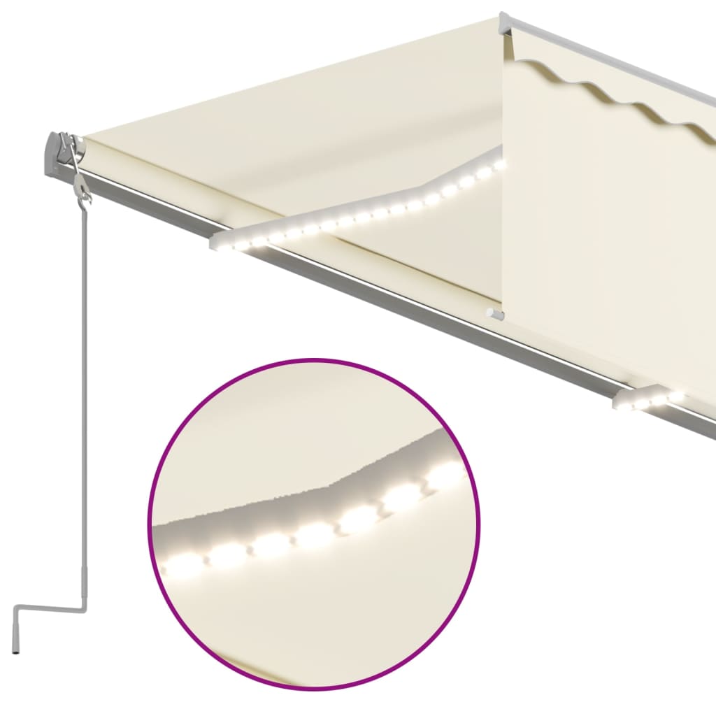 Luifel handmatig uittrekbaar met rolgordijn en LED 5x3 m crème is nu te koop bij PeponiXL, paradijselijk wonen!