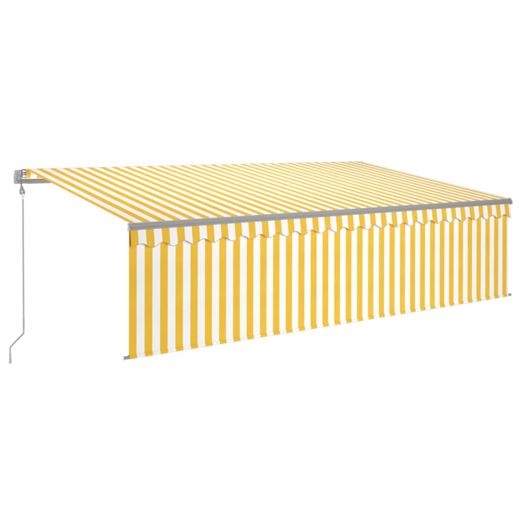 Luifel automatisch rolgordijn LED windsensor 5x3 m geel en wit is nu te koop bij PeponiXL, paradijselijk wonen!