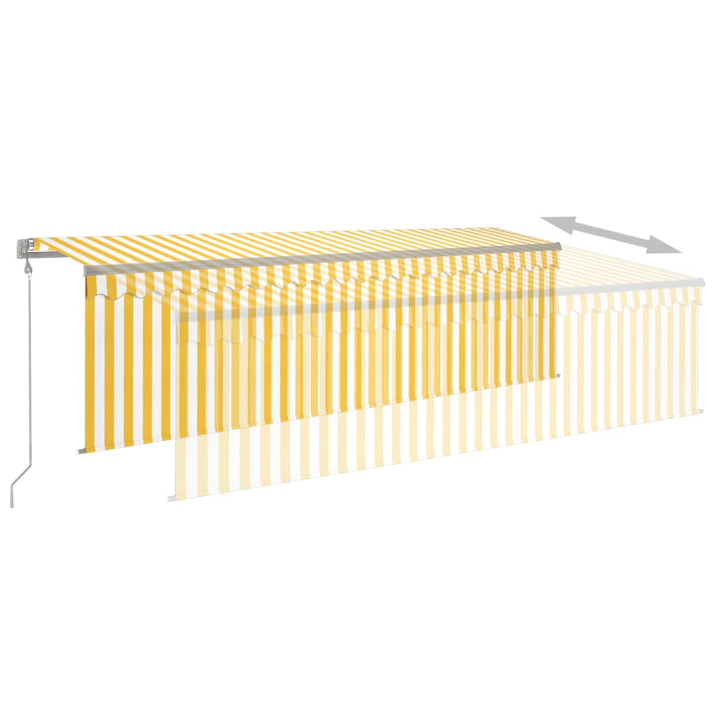 Luifel automatisch rolgordijn LED windsensor 5x3 m geel en wit is nu te koop bij PeponiXL, paradijselijk wonen!