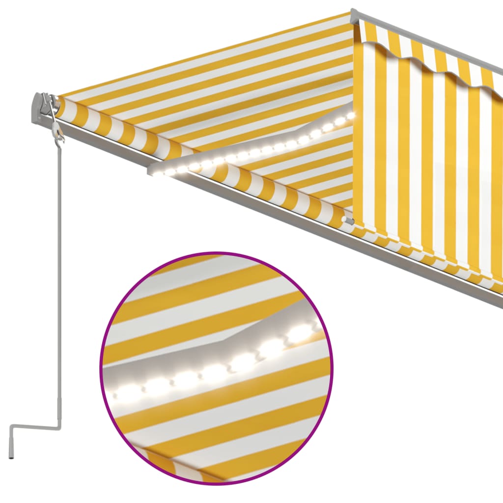 Luifel automatisch rolgordijn LED windsensor 5x3 m geel en wit is nu te koop bij PeponiXL, paradijselijk wonen!